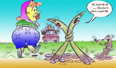 کاریکاتور سیزده بدر - سیزده فروردین - کاریکاتور روز طبیعت - طنز سیزده