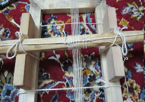 آموزش تصویری گلیم بافی با دار,آموزش کوجی بندی گلیم,گلیم دستبافت