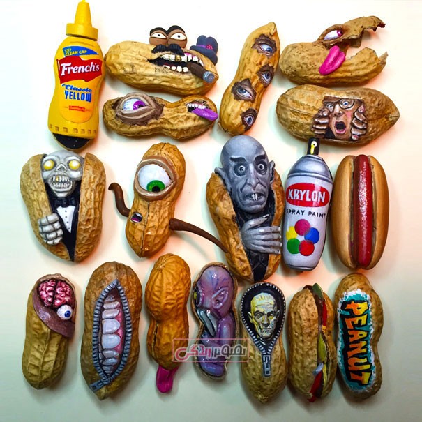 آثار هنری زیبا ساخته شده از بادام زمینی 