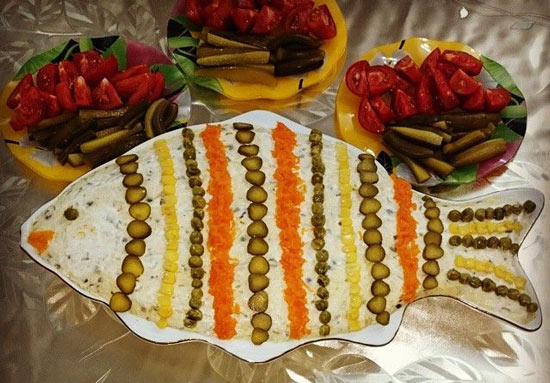 ایده هایی برای تزیین سالاد الویه 