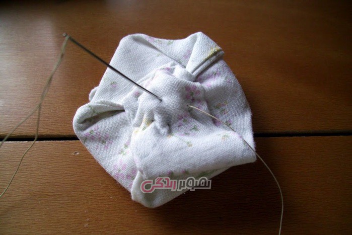 آموزش تصویری دوخت گل رز پارچه ای - تزیین گیره سر - تزیین کوسن