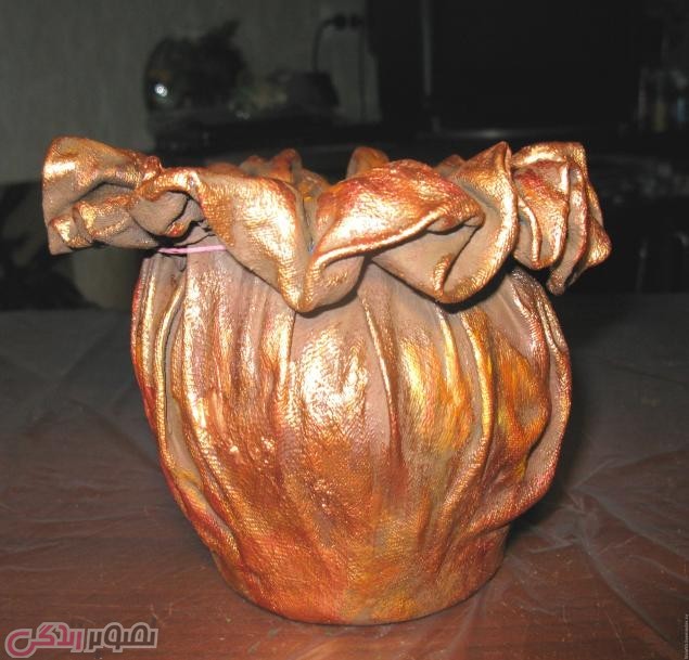 آموزش ساخت گلدان پارچه ای 