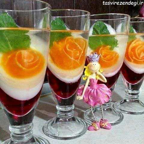 طرز تهیه ژله رولی گل رز دو رنگ