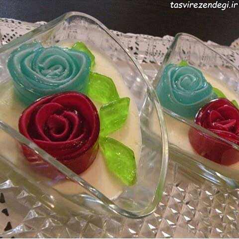 طرز تهیه ژله رولی گل رز دو رنگ