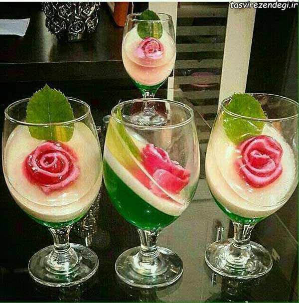 طرز تهیه ژله رولی گل رز دو رنگ