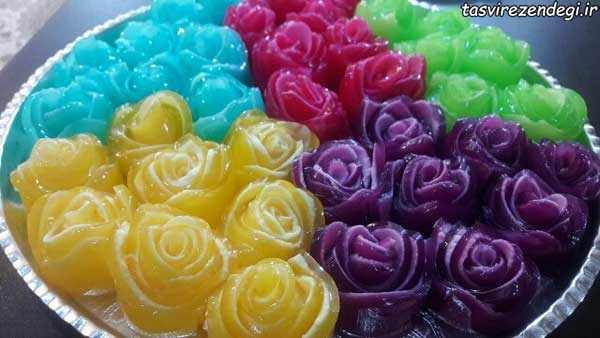 طرز تهیه ژله رولی گل رز دو رنگ