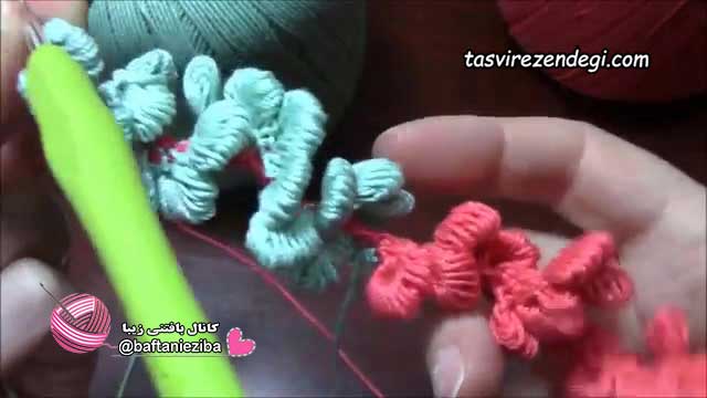 آموزش بافت گل برجسته با گره کلونی