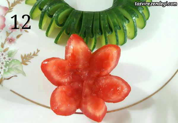 دورچین غذا , تزیین خیار و گوجه