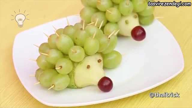 تزیین میوه به شکل جوجه تیغی , میوه آرایی شب یلدا