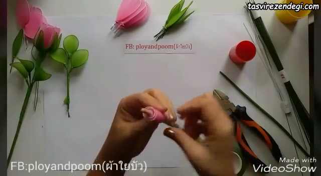 آموزش ساخت شاخه گل رز جورابی 