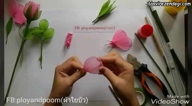 آموزش ساخت شاخه گل رز جورابی 