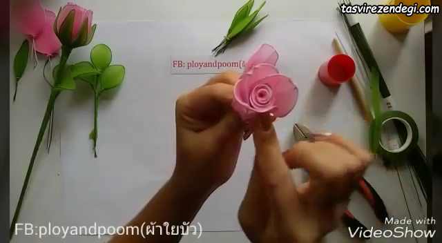 آموزش ساخت شاخه گل رز جورابی 