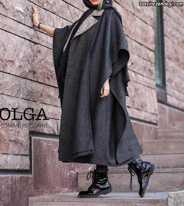 مانتو پشم خفاشی یقه انگلیسی