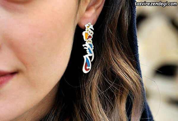 مدل گوشواره جدید تایپوگرافی نقره و مینا