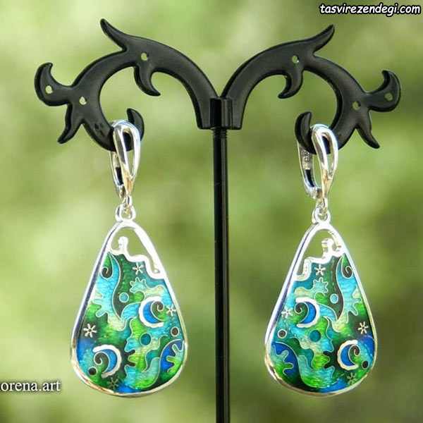گوشواره نقره مینا نقاشی