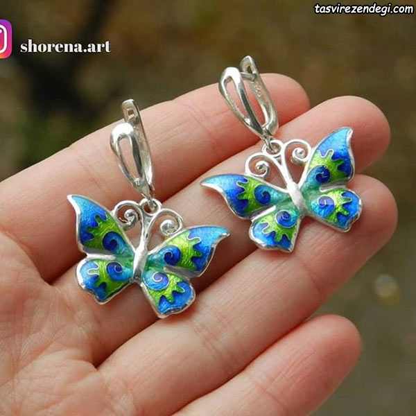 گوشواره نقره مینا نقاشی