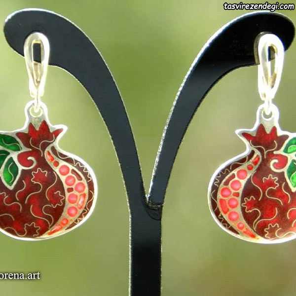 گوشواره نقره مینا نقاشی