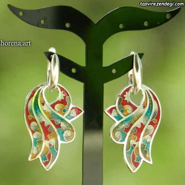 گوشواره نقره مینا نقاشی