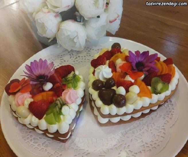 مدل تزیین کیک بیسکویت قلبی 