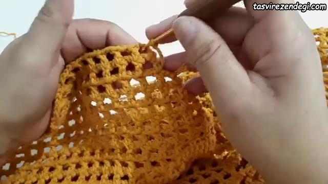 آموزش بافت فرشینه گل قلاب بافی