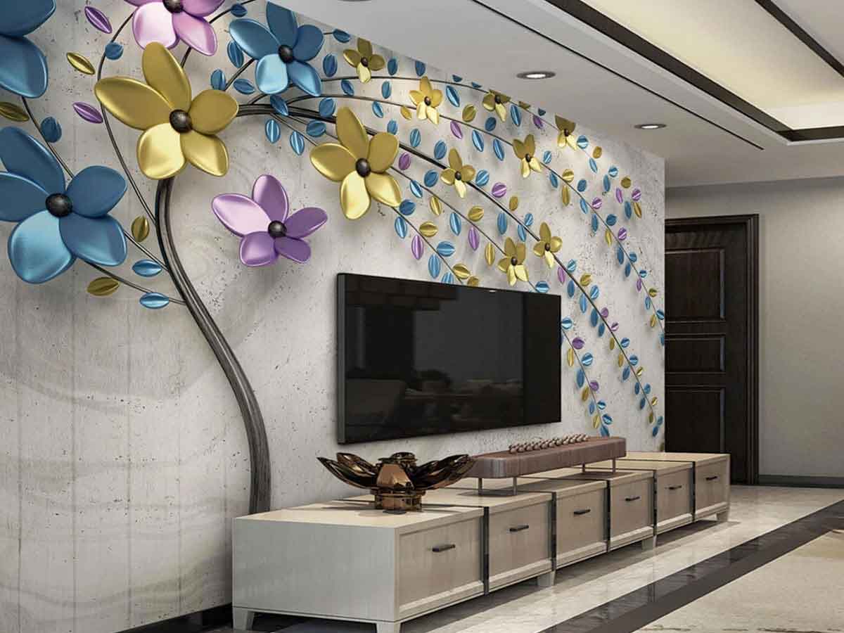 زیباترین طرح های کاغذ دیواری پشت تلویزیون