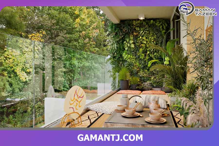 تزیین بالکن با گرین وال مصنوعی