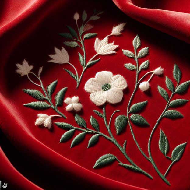 گلدوزی روی پارچه مخمل