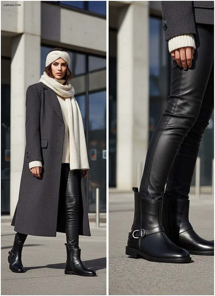 استایل پاییزی دخترانه با بوت سگگ دار