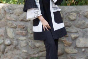 مدل مانتو کوتاه مجلسی سفید مشکی