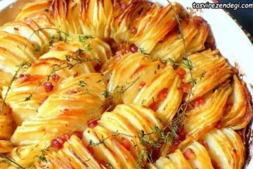 دستور تهیه چیپس سیب زمینی کبابی با سبزیجات معطر در فر