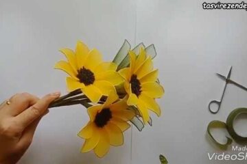 آموزش گل جورابی : فیلم ساخت گل آفتابگردان آمریکایی با جوراب رنگی