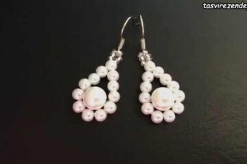 فیلم آموزش ساخت گوشواره مرواریدی ساده و شیک اشکی شکل