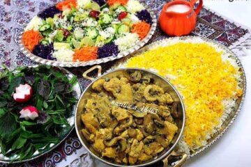 طرز تهیه خورش قارچ زعفرانی با سینه مرغ