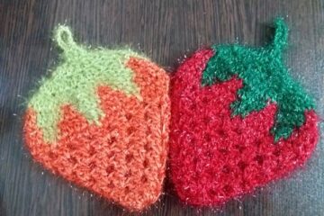 آموزش رایگان بافت اسکاچ توت فرنگی قلاب بافی + فیلم
